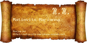 Matievits Marianna névjegykártya